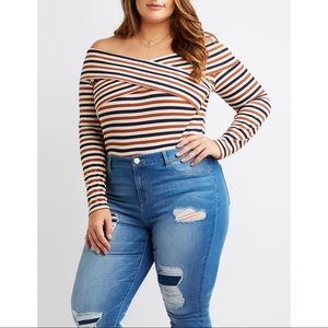 Striped off shoulder top
